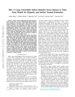 IRS: A Large Naturalistic Indoor Robotics Stereo Dataset to Train Deep
  Models for Disparity and Surface Normal Estimation