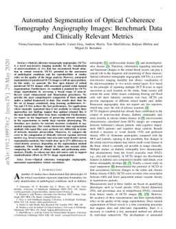 Automated Segmentation of Optical Coherence Tomography Angiography
  Images: Benchmark Data and Clinically Relevant Metrics