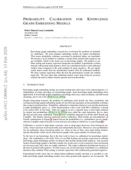 Probability Calibration for Knowledge Graph Embedding Models