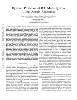 Dynamic Prediction of ICU Mortality Risk Using Domain Adaptation