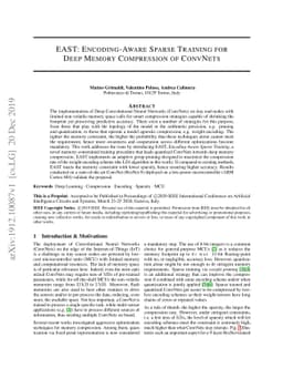 EAST: Encoding-Aware Sparse Training for Deep Memory Compression of
  ConvNets