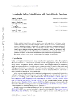 Learning for Safety-Critical Control with Control Barrier Functions