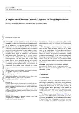 A Region-based Randers Geodesic Approach for Image Segmentation