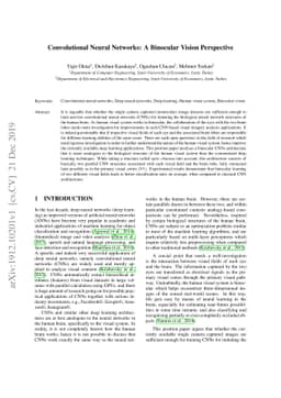 Convolutional Neural Networks: A Binocular Vision Perspective