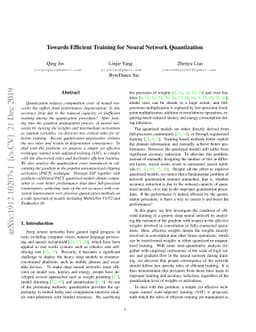 Towards Efficient Training for Neural Network Quantization