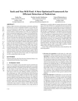 Seek and You Will Find: A New Optimized Framework for Efficient
  Detection of Pedestrian