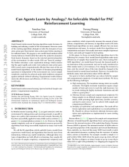 Can Agents Learn by Analogy? An Inferable Model for PAC Reinforcement
  Learning