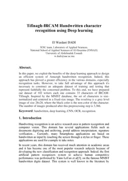Tifinagh-IRCAM Handwritten character recognition using Deep learning