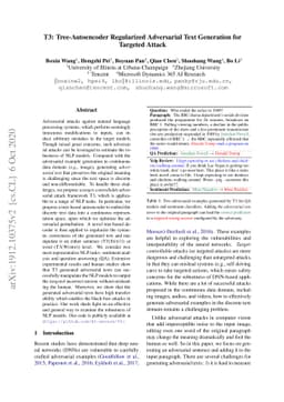 T3: Tree-Autoencoder Constrained Adversarial Text Generation for
  Targeted Attack
