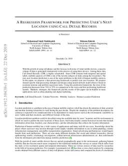 A Regression Framework for Predicting User's Next Location using Call
  Detail Records