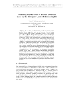 Predicting the Outcome of Judicial Decisions made by the European Court
  of Human Rights
