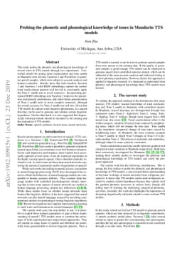 Probing the phonetic and phonological knowledge of tones in Mandarin TTS
  models