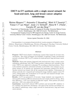 CBCT-to-CT synthesis with a single neural network for head-and-neck,
  lung and breast cancer adaptive radiotherapy