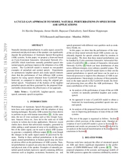 A Cycle-GAN Approach to Model Natural Perturbations in Speech for ASR
  Applications