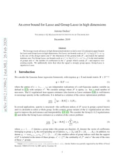 An error bound for Lasso and Group Lasso in high dimensions