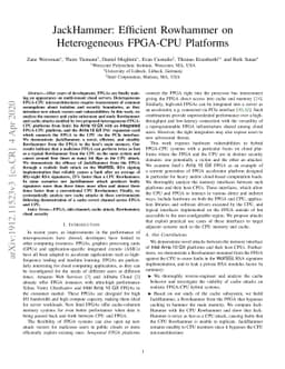 JackHammer: Efficient Rowhammer on Heterogeneous FPGA-CPU Platforms