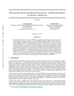 Pseudo Random Number Generation: a Reinforcement Learning approach