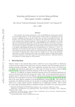 Learning performance in inverse Ising problems with sparse teacher
  couplings