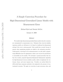 A Simple Correction Procedure for High-Dimensional Generalized Linear
  Models with Measurement Error
