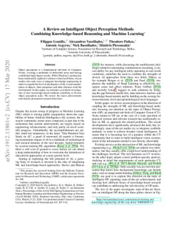 A Review on Intelligent Object Perception Methods Combining
  Knowledge-based Reasoning and Machine Learning
