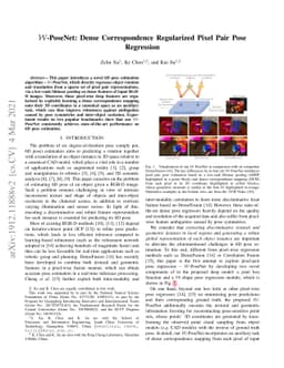 W-PoseNet: Dense Correspondence Regularized Pixel Pair Pose Regression