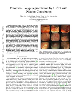 Colorectal Polyp Segmentation by U-Net with Dilation Convolution