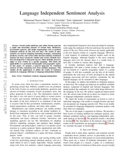 Language Independent Sentiment Analysis