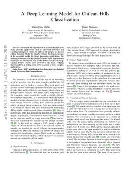 A Deep Learning Model for Chilean Bills Classification