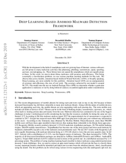 Deep Learning Based Android Malware Detection Framework