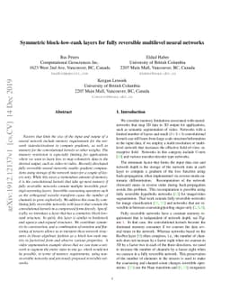 Symmetric block-low-rank layers for fully reversible multilevel neural
  networks