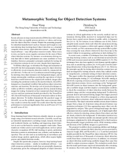 Metamorphic Testing for Object Detection Systems