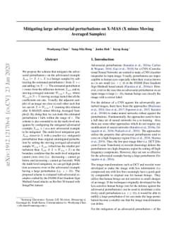 Mitigating large adversarial perturbations on X-MAS (X minus Moving
  Averaged Samples)