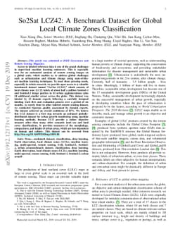 So2Sat LCZ42: A Benchmark Dataset for Global Local Climate Zones
  Classification