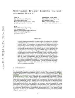Unsupervised Few-shot Learning via Self-supervised Training