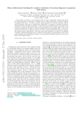 Deep reinforcement learning for complex evaluation of one-loop diagrams
  in quantum field theory