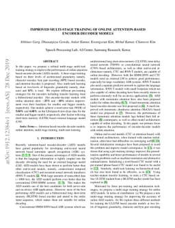Improved Multi-Stage Training of Online Attention-based Encoder-Decoder
  Models