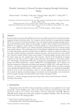 Transfer Learning in General Lensless Imaging through Scattering Media