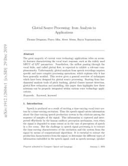 Glottal Source Processing: from Analysis to Applications