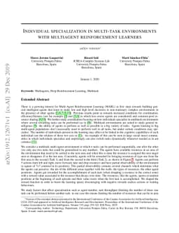 Individual specialization in multi-task environments with multiagent
  reinforcement learners