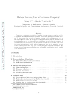 Machine Learning from a Continuous Viewpoint