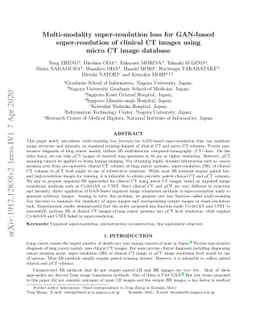 Multi-modality super-resolution loss for GAN-based super-resolution of
  clinical CT images using micro CT image database