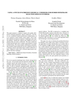 Using a Pitch-Synchronous Residual Codebook for Hybrid HMM/Frame
  Selection Speech Synthesis