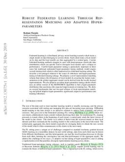 Robust Federated Learning Through Representation Matching and Adaptive
  Hyper-parameters