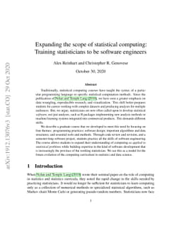 Expanding the scope of statistical computing: Training statisticians to
  be software engineers