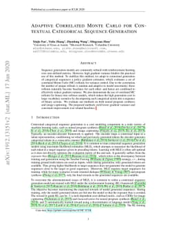 Adaptive Correlated Monte Carlo for Contextual Categorical Sequence
  Generation
