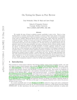 On Testing for Biases in Peer Review