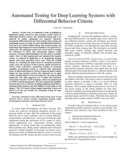 Automated Testing for Deep Learning Systems with Differential Behavior
  Criteria