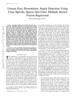 Unseen Face Presentation Attack Detection Using Class-Specific Sparse
  One-Class Multiple Kernel Fusion Regression