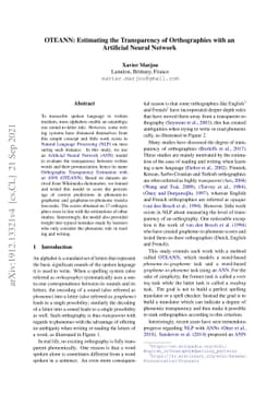 OTEANN: Estimating the Transparency of Orthographies with an Artificial
  Neural Network