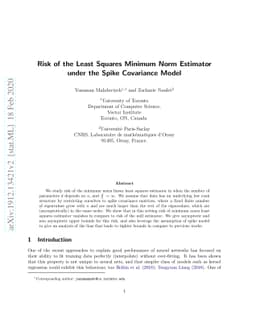 Risk of the Least Squares Minimum Norm Estimator under the Spike
  Covariance Model